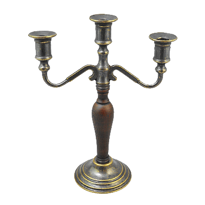 Канделябр на 3 свечи с деревянной вставкой на основании AL-80-384-ANT