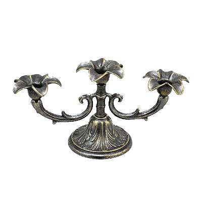 Канделябр Цветок на 3 свечи антик AL-80-379-ANT