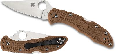 Складной нож Spyderco Delica Flat Ground Brown