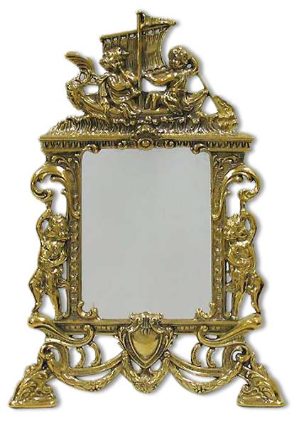 Зеркало настольное из бронзы «Ангелы» золотое