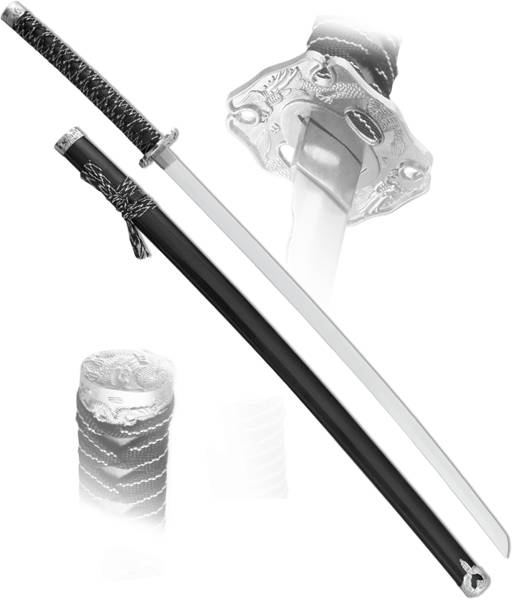 Меч самурайский черно-белый с серебряной гардой