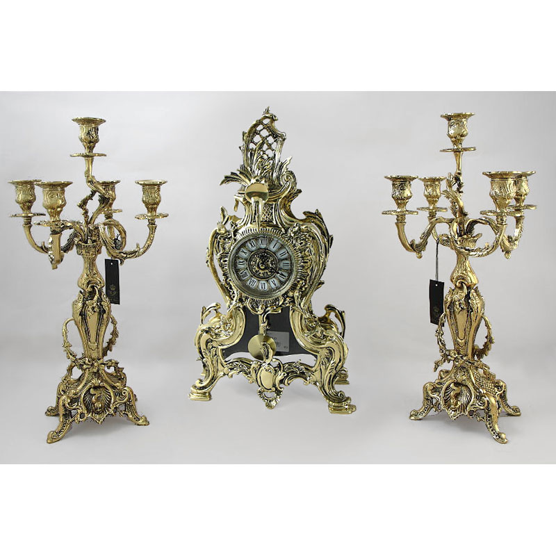 Часы каминные «Кассиопея» с 2 канделябрами на 5 свечей