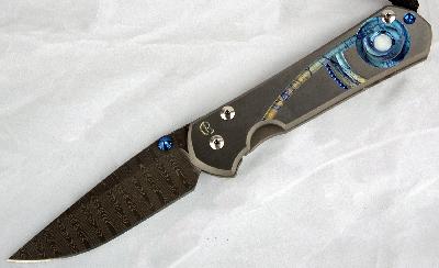 Нож Lg. Sebenza 21 Unique Graphics Ladder Damascus M. of Pearl Cabochon